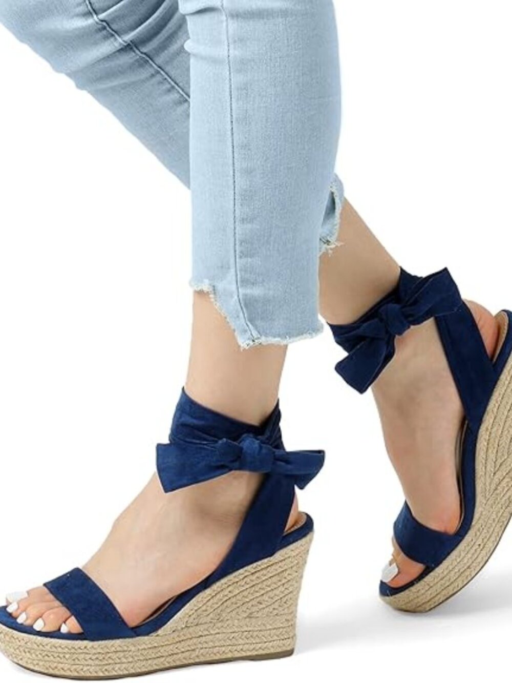 Womens Open Toe Espadrilles Wedges Tie Lace Up Cute Ankle Strap Platform Sandals